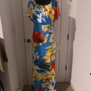 Floral Blue Maxi Dress